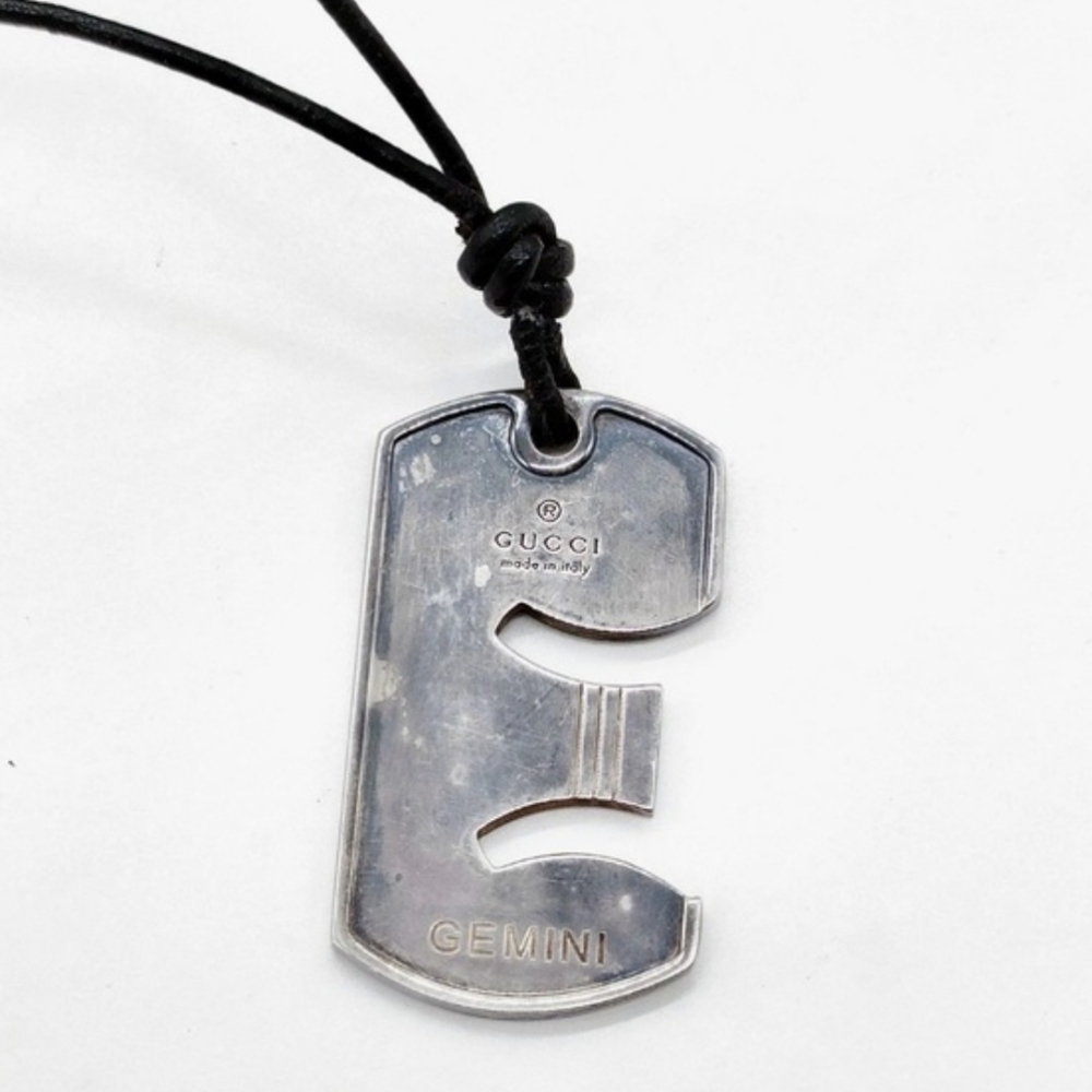 Gucci Silver Gemini Pendant Necklace With COA